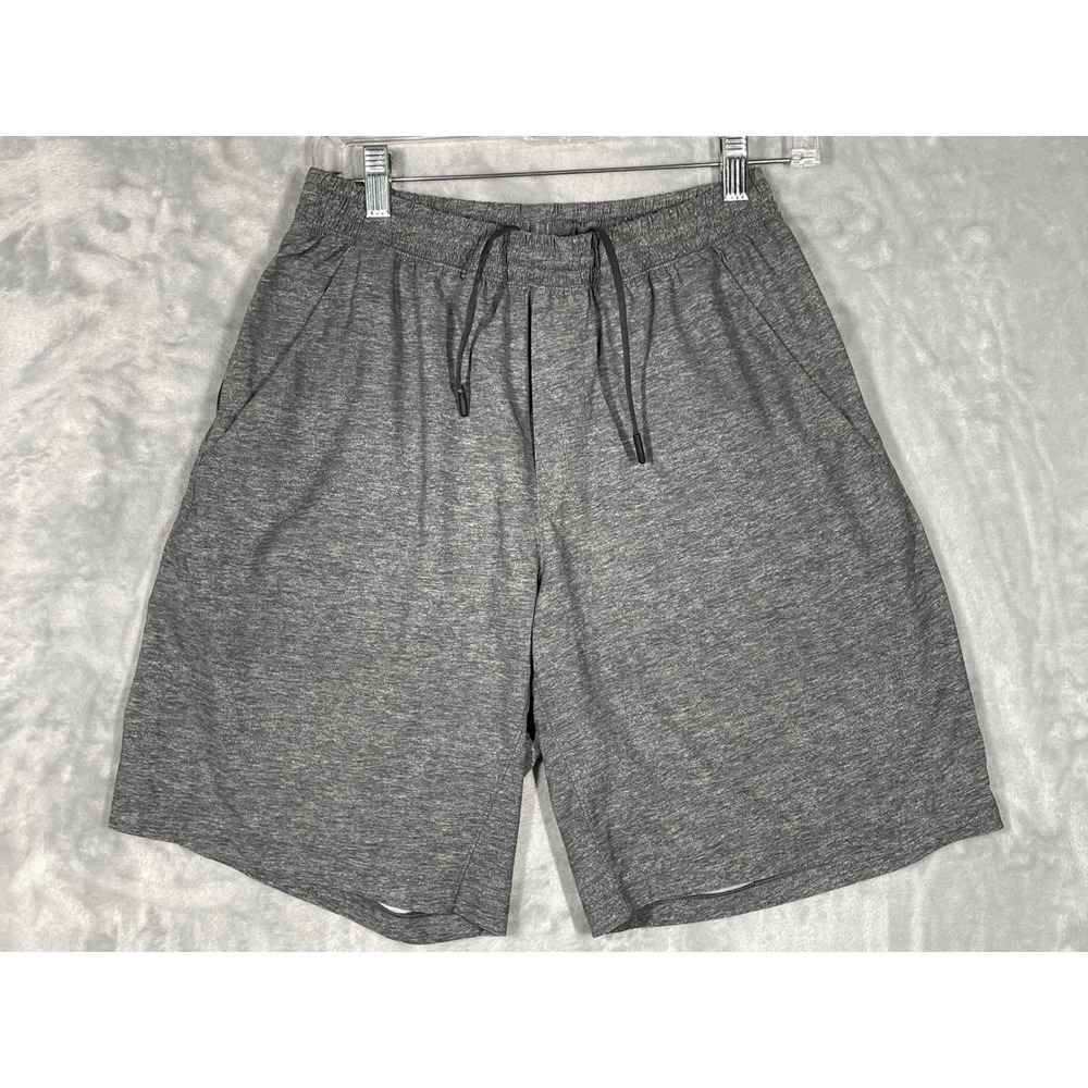 Lululemon Mens Heathered Grey Athletic Training Shorts Size M Drawstring Pocket